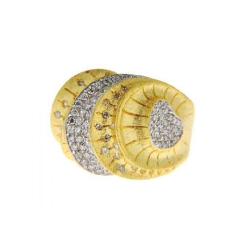 Two Tone Statement Ring with White Sapphires