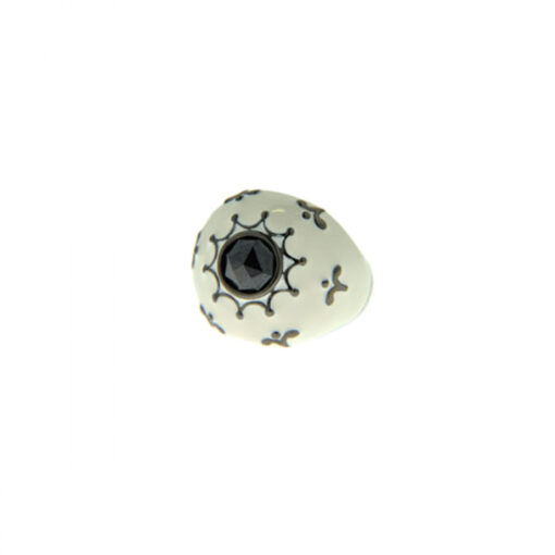 Silver Bombe Ring with Black Spinel