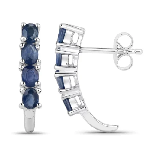 Madagascar Blue Sapphire Silver Earrings